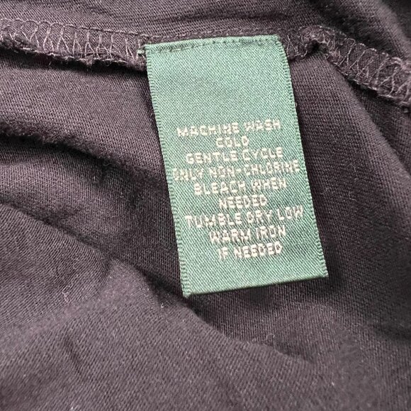 Lauren Ralph Lauren Black Tunic Blouse Notch Collar 3/4 Sleeves M Green Label - Picture 6 of 10